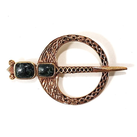 New Celtic Connemara Marble Bronze Tara Brooch Pin (Ireland) - Picture 1 of 8